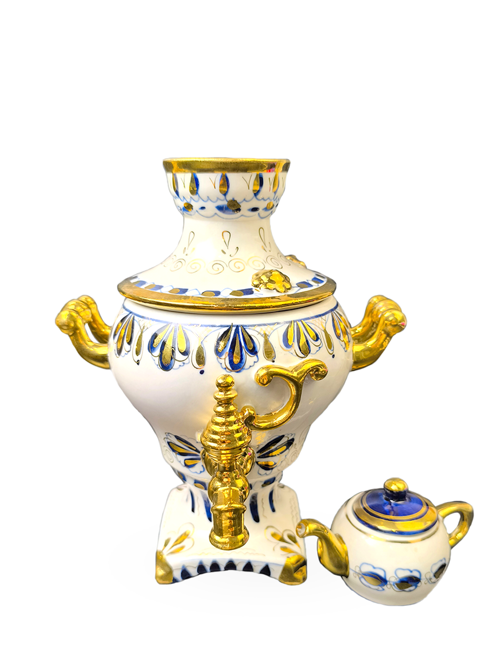 Статуэтка "Самовар с заварочным чайничком" Гжель