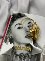 Моносерьга Скиап. матовое золото "Ладонь со стразами"