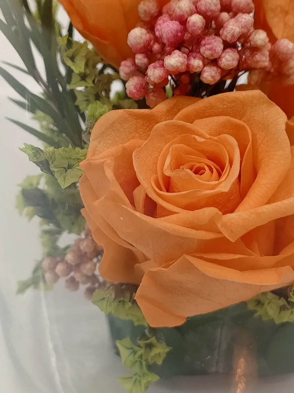 натуральные кустовые розы в стекле, вакуум*