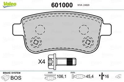 VALEO - 601000-VAL - Brake Pad Set, disc brake
