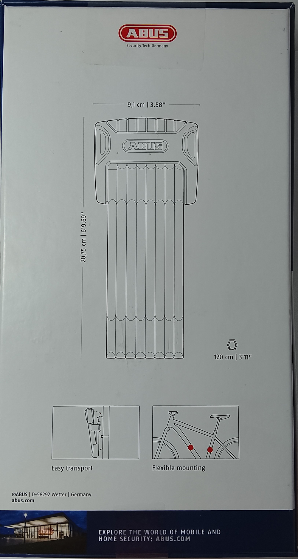 Замок ABUS 6500K/120 Черный SH BORDO Granit