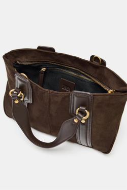 ZARA МИНИ-СУМКА-ШОПЕР С КОЛЬЦАМИ, КОРИЧНЕВЫЙ