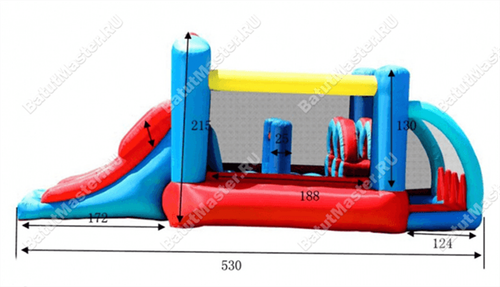 Детский надувной батут "Батутный дрифт", 5.5*2.5*2 м