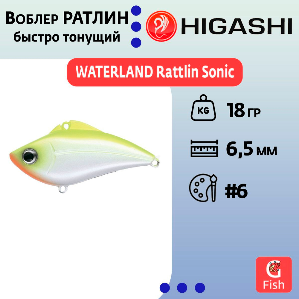 Раттлин WATERLAND Rattlin Sonic 18гр #6, 6,5см, Быстро тонущий (Fast sinking)