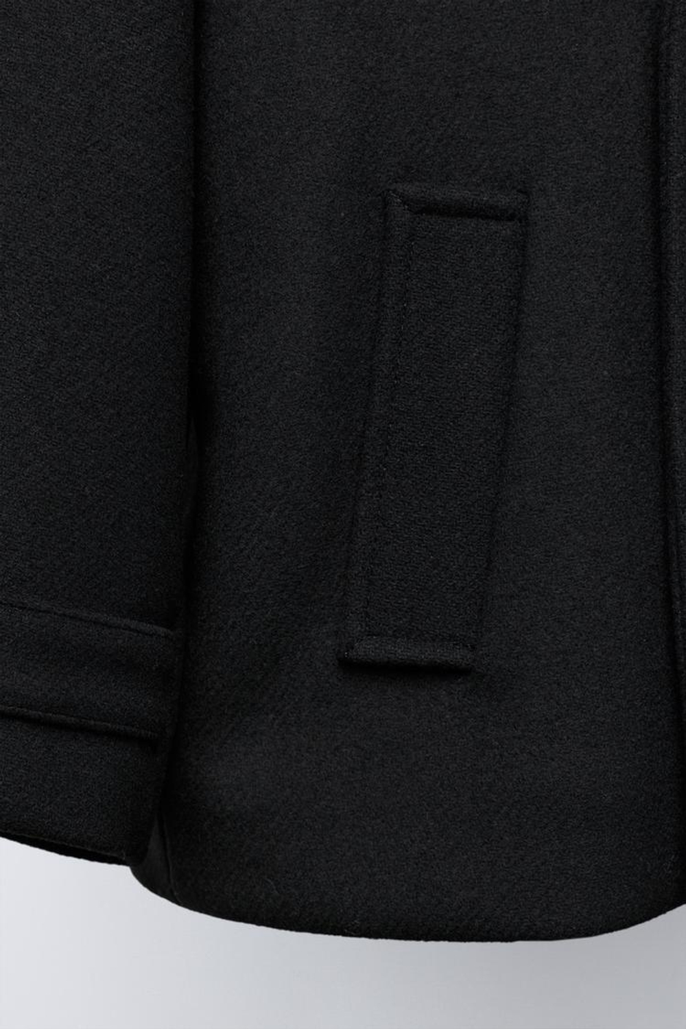 ZARA ПАЛЬТО ИЗ ШЕРСТЯНОЙ ТКАНИ, ЧЕРНЫЙ