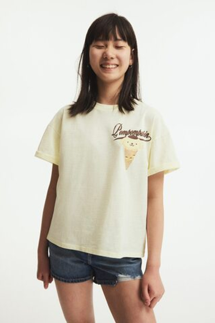 H&M Футболка оверсайз с принтом, желтый