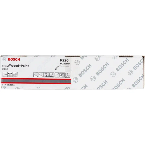 Шлифовальная бумага C470, K150, 225 мм, 9 отв, 25 шт BOSCH 2608621037
