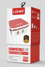 СЗУ 30W с кабелем Type-C 2USB-A QG А2405Q LDNIO