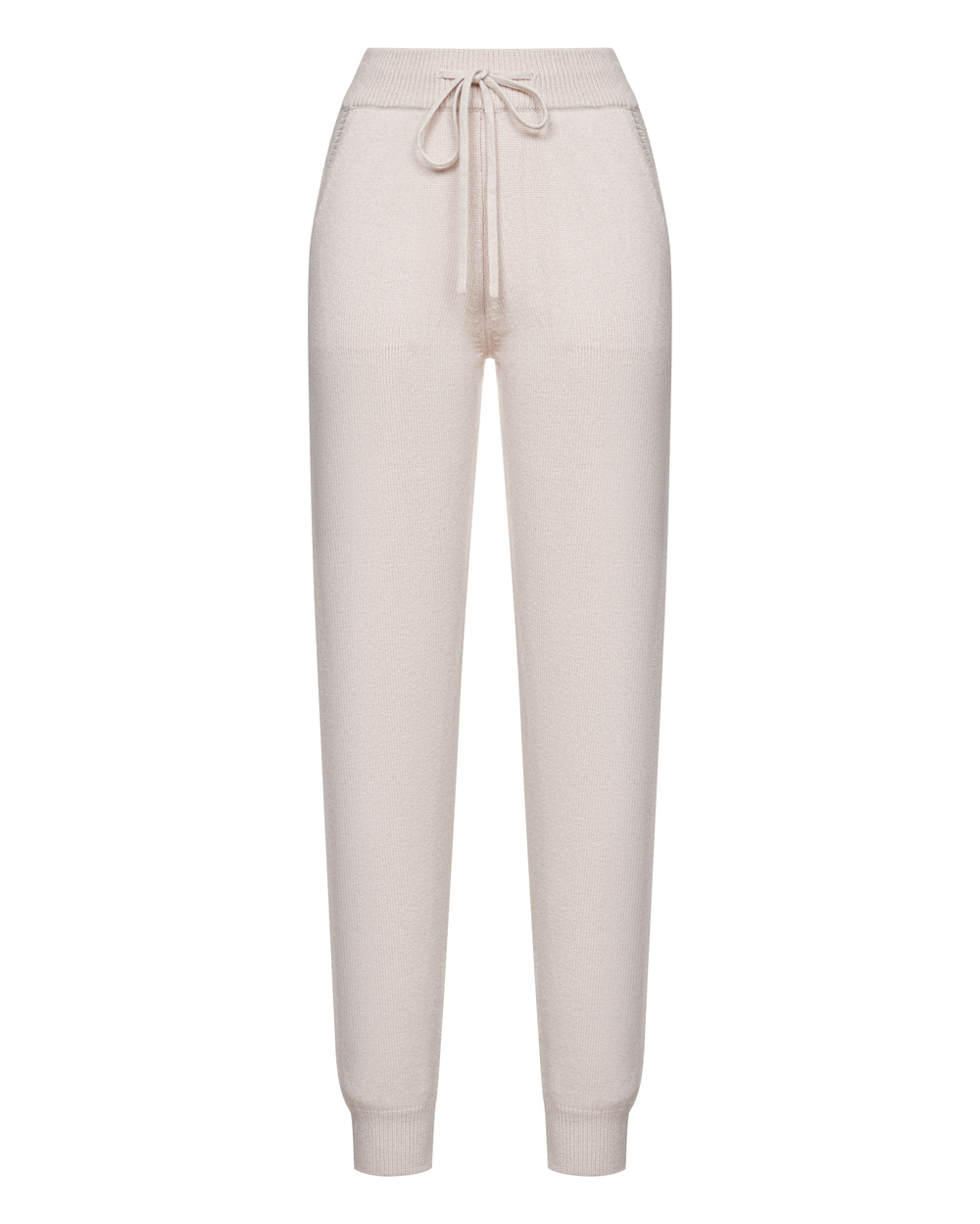 Комплект кардиган на молнии с капюшоном и брюки зауженные из кашемира, пудровый