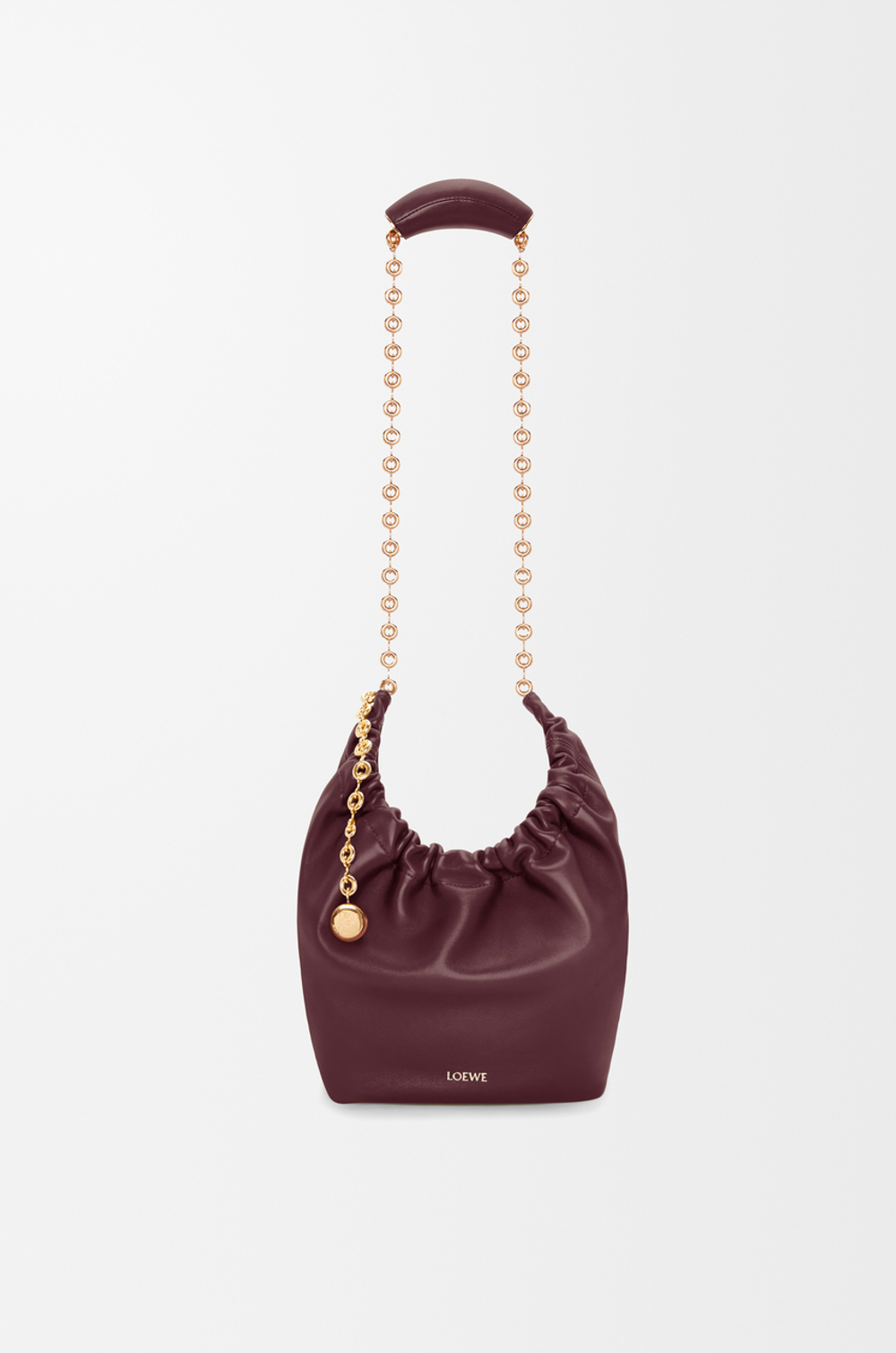Loewe Маленькая сумка-мешок Squeeze из мягкой кожи ягненка наппа, бургунди