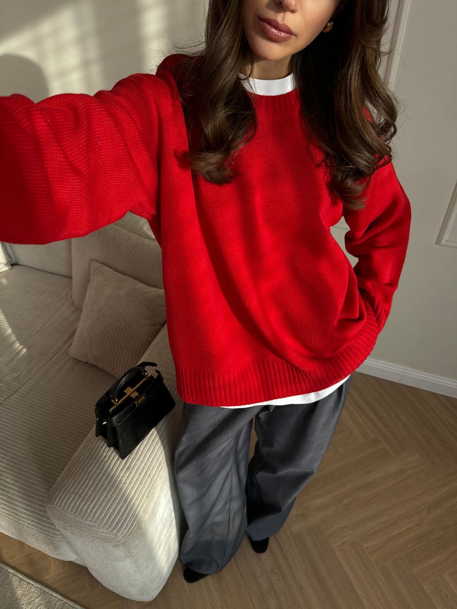 Джемпер из шерсти мериноса красный