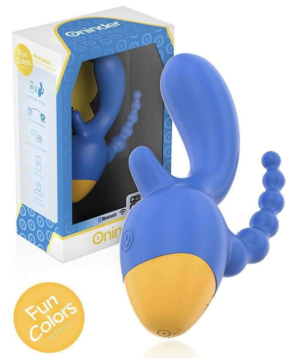 Мини-вибратор Oninder с анальным хвостом, синий, 13 см