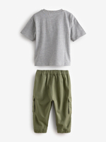Футболка и брюки карго в комплекте для мальчика Next B92-822, Серый, Хаки