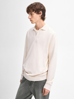 Massimo Dutti Свитер с воротником-поло, бежевый