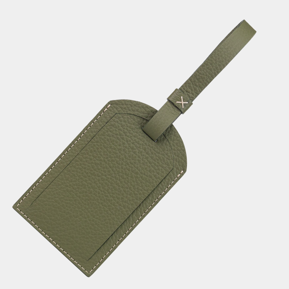 Багажная бирка из кожи теленка, зеленого цвета