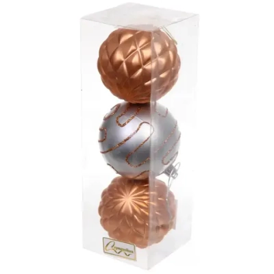 Новогодние шары 7см (набор 3шт) «Сказочная мечта», серебро/ шампань