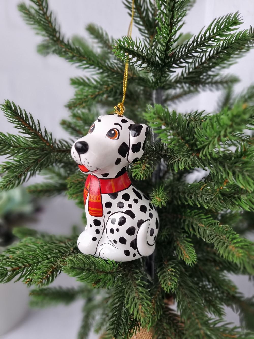 Пес долматинец ёлочная игрушка из фарфора