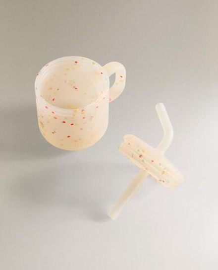 ZARA HOME ДЕТСКИЙ СТАКАН С СОЛОМИНКОЙ ИЗ СИЛИКОНА «КОНФЕТТИ», РАЗНОЦВЕТНЫЙ