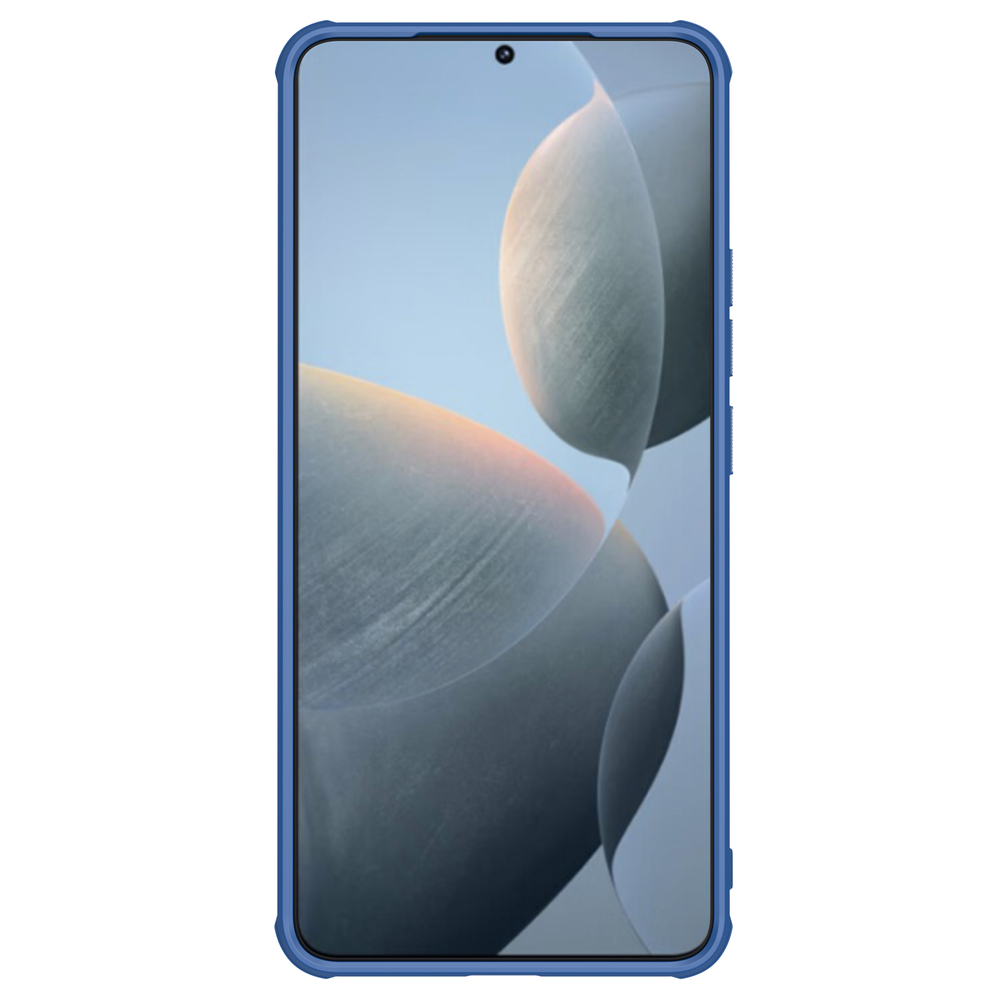Усиленный противоударный чехол синего цвета от Nillkin для Xiaomi Poco F6 Pro, серия Super Frosted Shield Pro