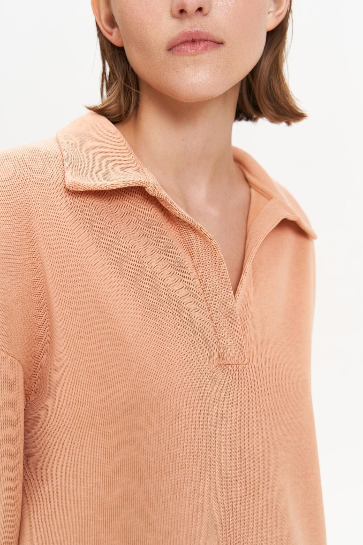 Платье-поло миди, персиковое