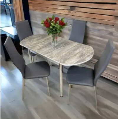 Обеденная группа для кухни NGVK Овал Кантри и 4 стула Омега цвет Серый