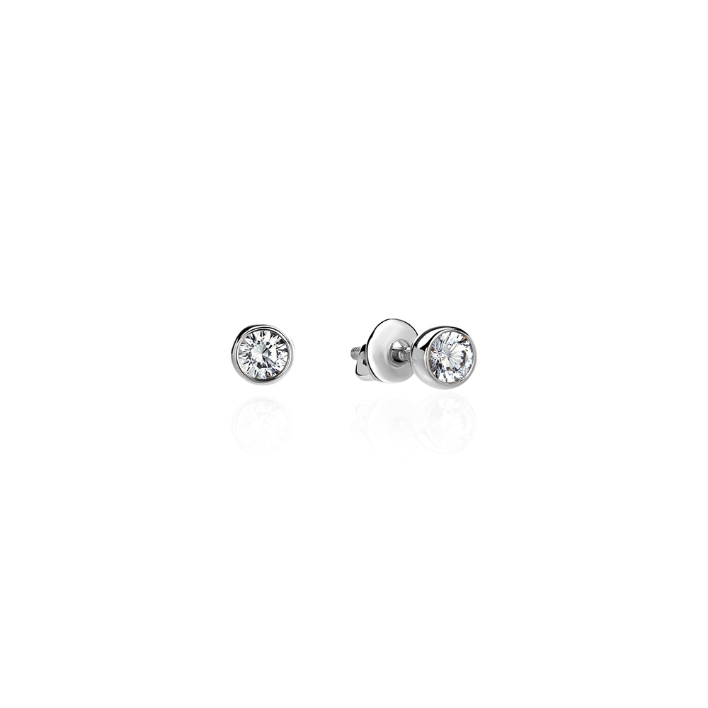 Пусеты с кристаллами Swarovski из белого золота 585 пробы JA-S-1С129308