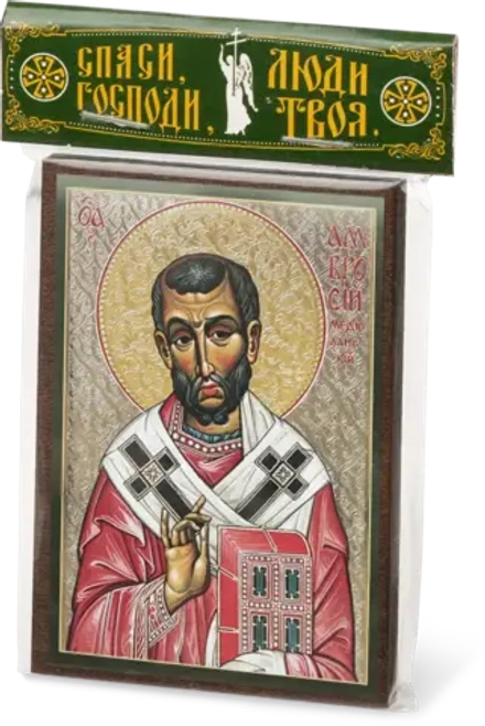 Икона "Амвросий Медиоланский" 6х9 на МДФ-6