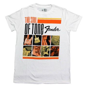 Футболка Гитары Fender " the soul of tone " ( белая )