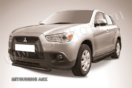 Защита переднего бампера (нержавейка) Mitsubishi ASX (2010-2013) d57 короткая (черный)