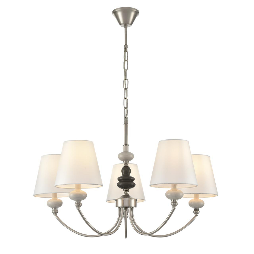 8283/5 CLASSI никель/белый, металл/керамика/текстиль Люстра Е14 5*40W 220V KENTUKI