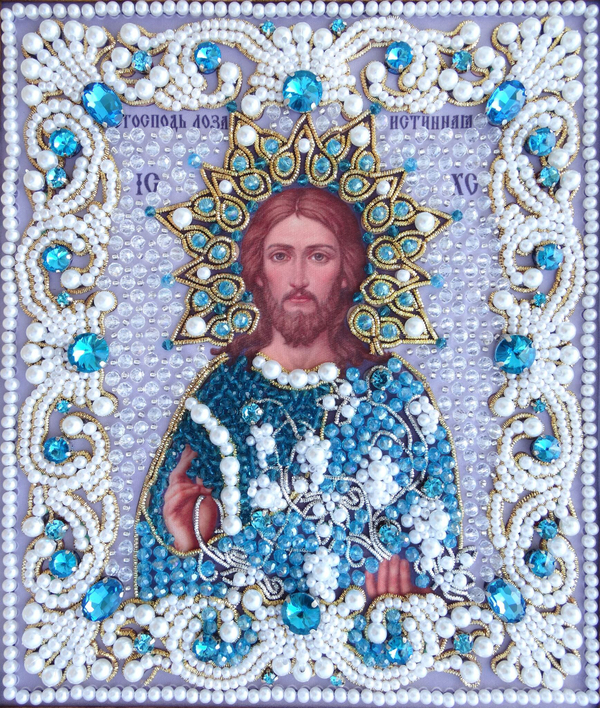 ЖС-14-ЗГ Набор для вышивания хрустальными камнями Господь Лоза истинная (голубой)