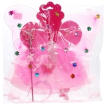 Карнавальный костюм «Волшебная сказка» (юбка, крылья, волшебная палочка, ободок), Розовый