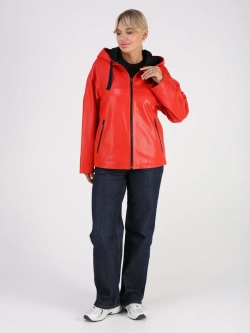 Кожаная куртка демисезонная с капюшоном короткая