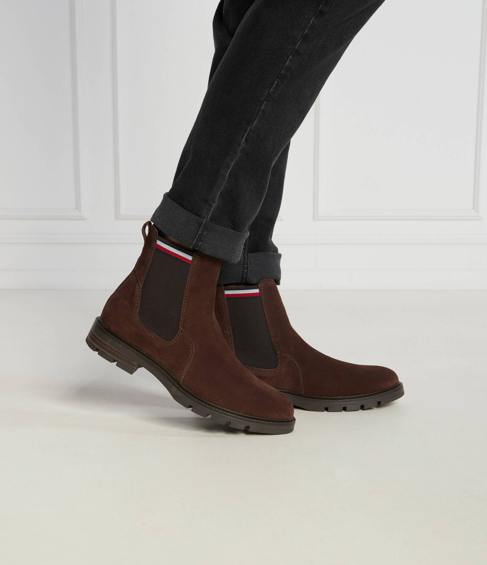 Кожаные челси corpoarte hilfiger suede chelsea Tommy Hilfiger - каштановый(FM0FM04803)