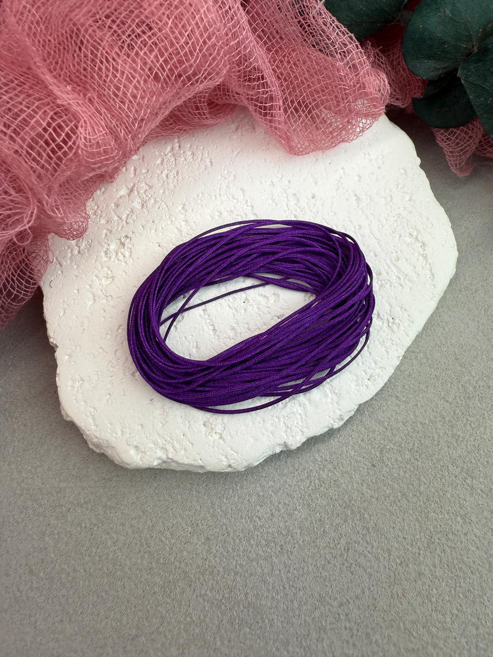 Шнур для плетения браслетов 0,6 мм, Темно-фиолетовый (5 м)