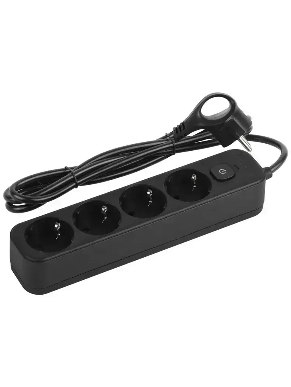 Сетевой фильтр Intro SFE415-B с базовой защитой с заземлением с выключателем 4 розетки 1,5м 10А черный / удлинитель сетевой 1,5м