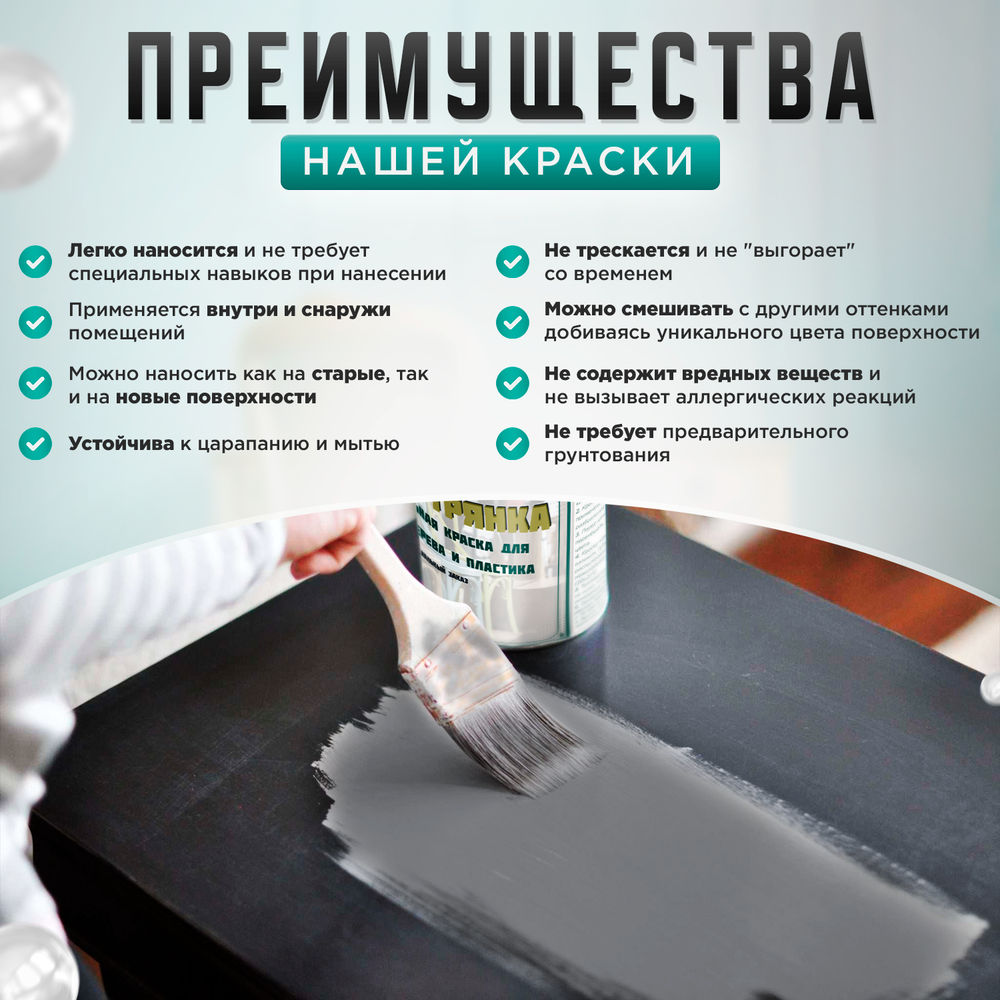 Универсальная акриловая краска без запаха для дерева и пластика Гумвнутрянка | Лофт и дерево (Россия)