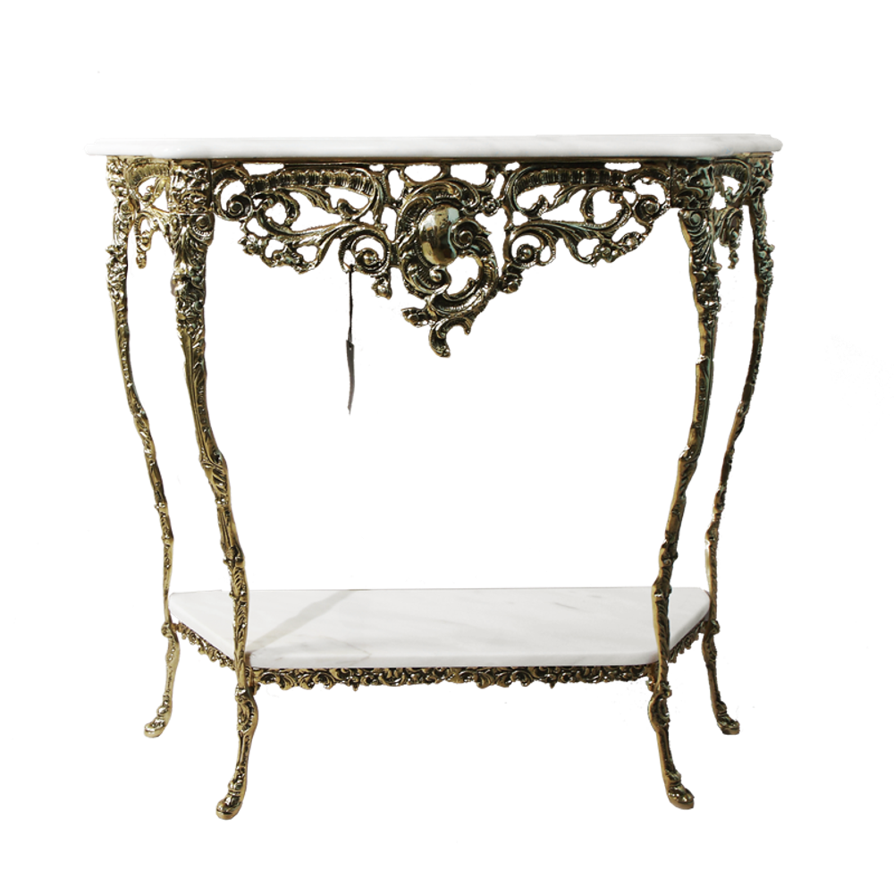 Bello De Bronze Консоль Креденсия Дос Тампош с 2-мя столешницами из мрамора