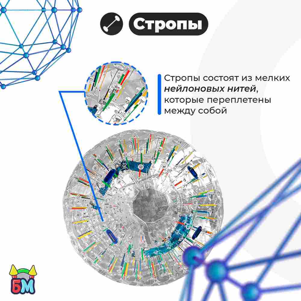 Светящийся зорб «Neo» ПВХ, усиленные сиденья, диаметр 2,8 м