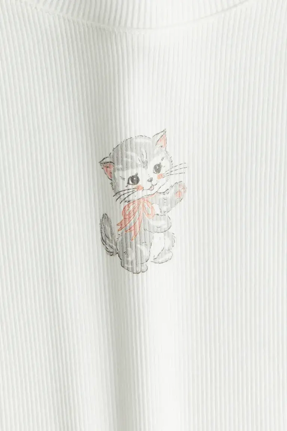 H&M Хлопковый топ в рубчик, белый