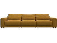 Диван прямой Лига-056 НПБ Лонг, BRUT 10 желтый, Велюр, 129144