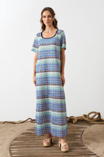 51573 Платье женское (бирюзовый мультиколор)