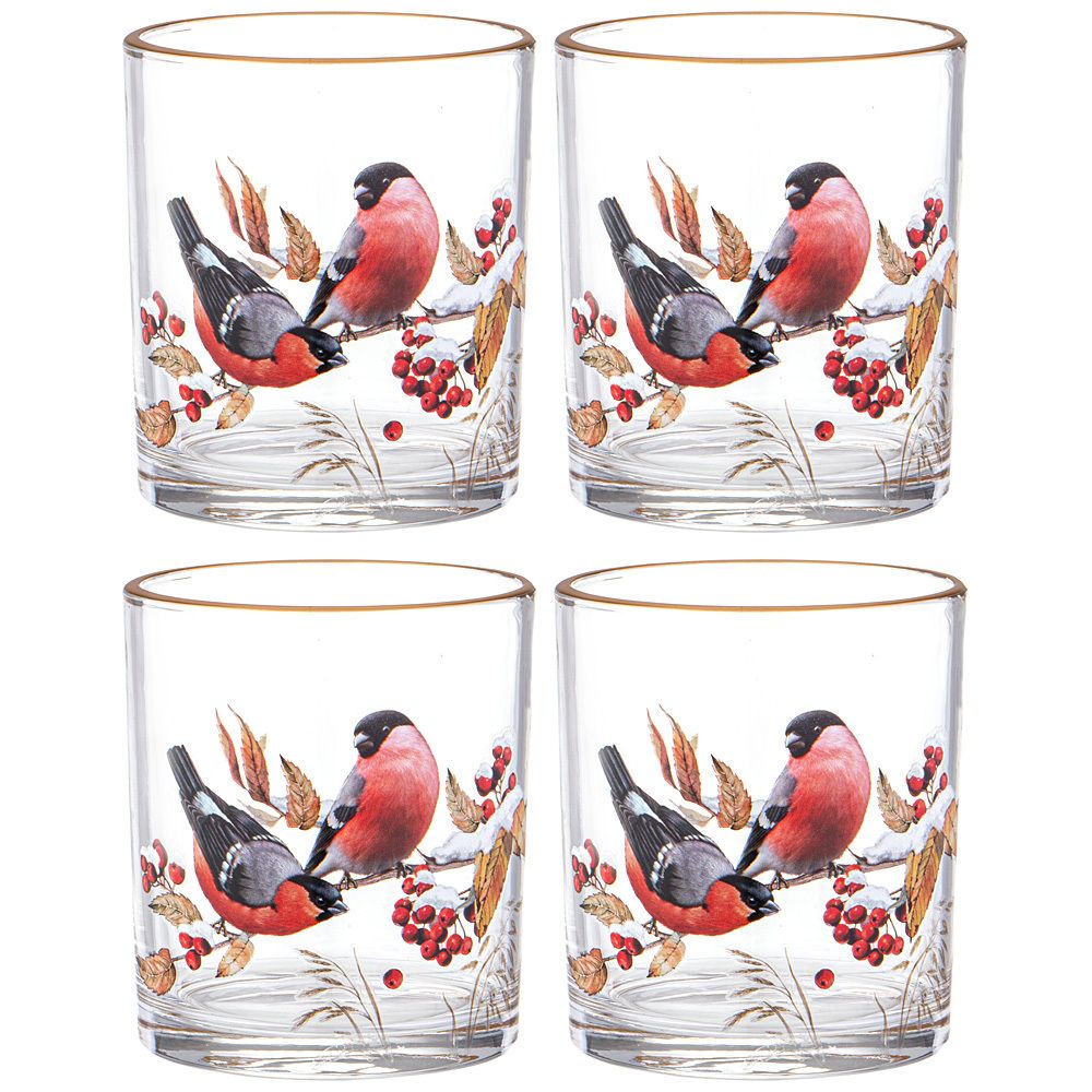 НАБОР СТАКАНОВ ИЗ 4-Х ШТ. "СНЕГИРИ" 320 МЛ