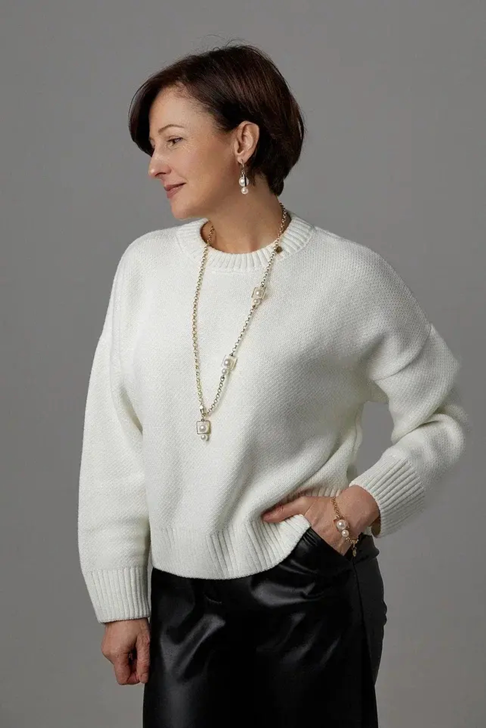 Колье-трансформер miss Di золото с белым жемчугом Майорка