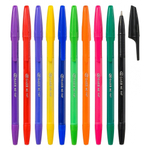 Ручка шариковая, масляная, Basir, цветные чернила, цветной корпус в цвет чернил, набор 10 шт