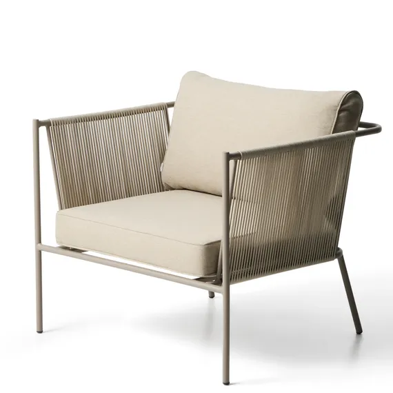 Уличное кресло Zivia из веревки цвета экрю и стали таупе