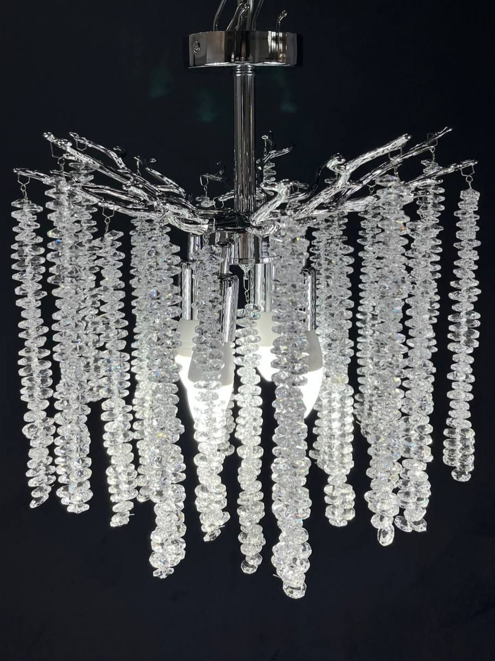 Люстра потолочная на штанге Lanbos, 3 лампы Е14, 180 Вт, до 12 кв м, хром