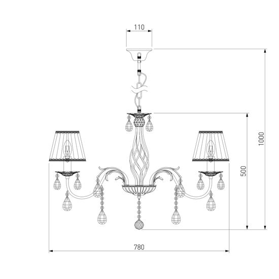 3637/7 / подвесной светильник /   белый с золотом/прозрачный хрусталь Strotskis