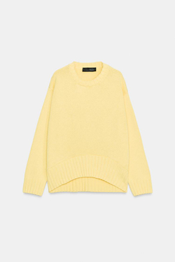 ZARA СВИТЕР С АСИММЕТРИЧНЫМ НИЗОМ, ЖЕЛТЫЙ