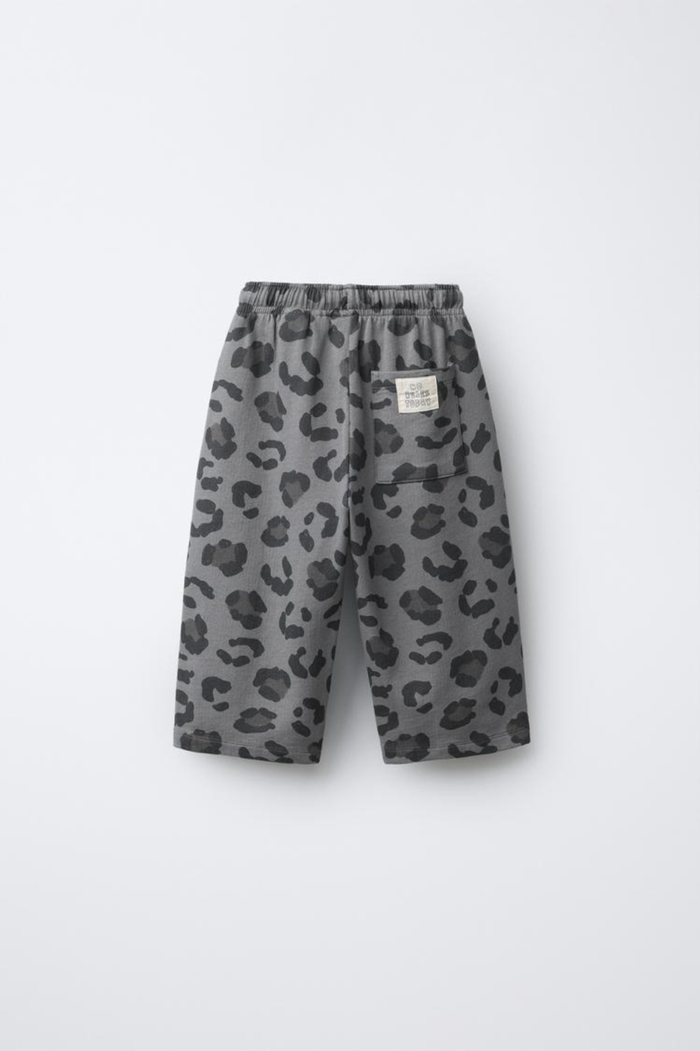 ZARA БРЮКИ STRAIGHT ИЗ МЯГКОЙ ТКАНИ С АНИМАЛИСТИЧЕСКИМ ПРИНТОМ, СЕРЫЙ